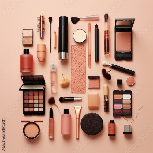Professional Makeup Tools and Cosmetics in a Stylish and Colorful Collection.