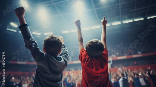 boys cheering in a stadium