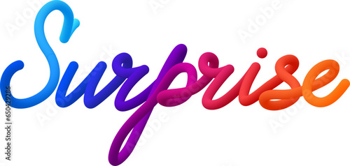 Surprise fluid 3d twist text made of blended colorful circles.
