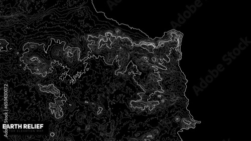 Vector abstract earth relief map. Generated conceptual elevation map.