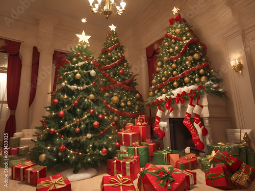 Christmas tree with gift boxes 