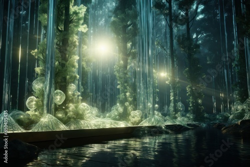 Glass Grove Brilliance: 8K Hyper-Realistic Forest 