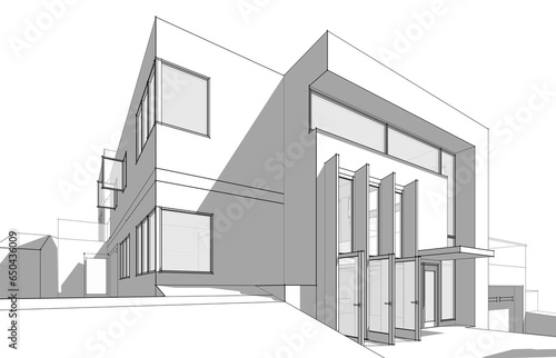 House building sketch 3d rendering 