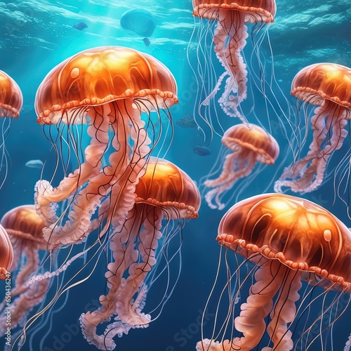 3d illustration. jellyfish in water, underwater world, background. 3d illustration. jellyfish in water, underwater world, background. 3d illustration. beautiful jellyfish in the aquarium.