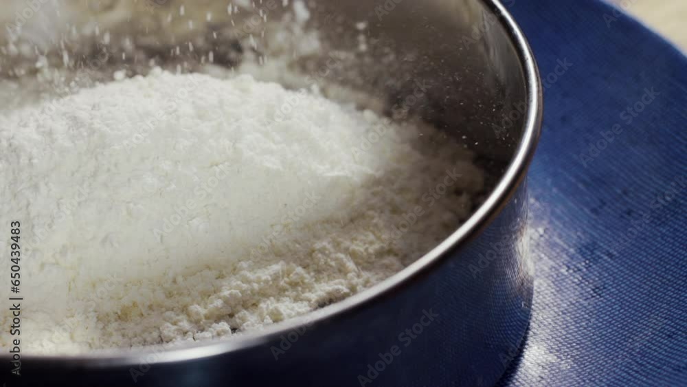 Slow Motion Sprinkle Flour on Plate Slow Motion Sprinkle Flour on Plate