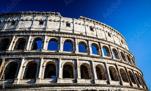 The Ancient Colosseum of Rome with Blue Sky