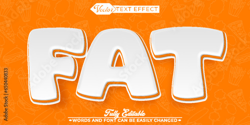 Cartoon White and Orange Fat Vector Editable Text Effect Template