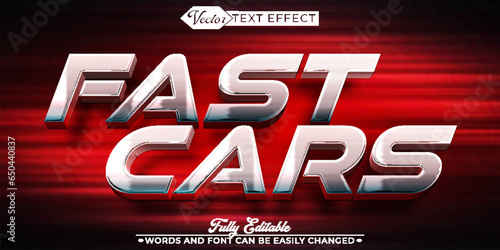 Red Fast Cars Vector Editable Text Effect Template
