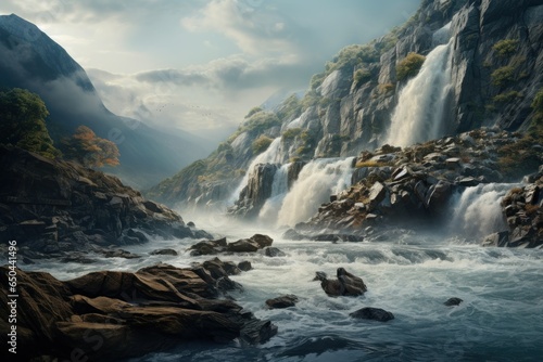 Time's Liquid Symphony: 8K Photorealism in Cascading Falls 