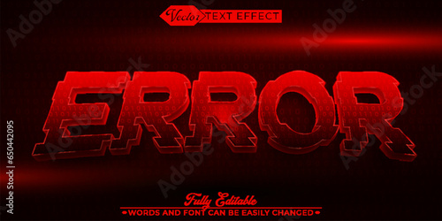 Red Error Vector Editable Text Effect Template