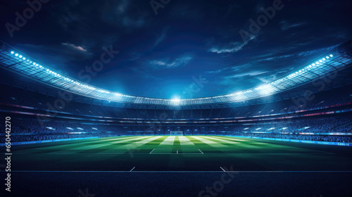 A Visually Stunning Composition of a Sports Venue Illuminated by Blue Lights © Graphics.Parasite