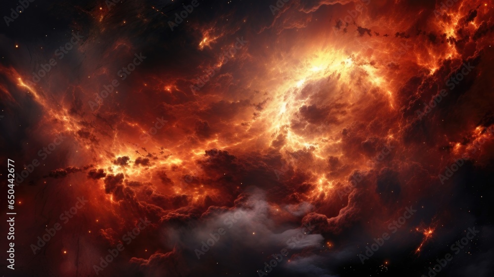 A breathtaking celestial eruption radiant galactic jets soaring from the core of a distant galaxy, illuminating the neighboring celestial bodies with their brilliant, fiery outbursts. Mod3f