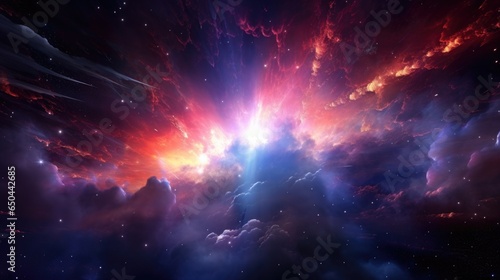 Witness a celestial spectacle as cosmic jets collide, their intertwined beams creating an otherworldly fireworks show amidst the void of space. Mod3f
