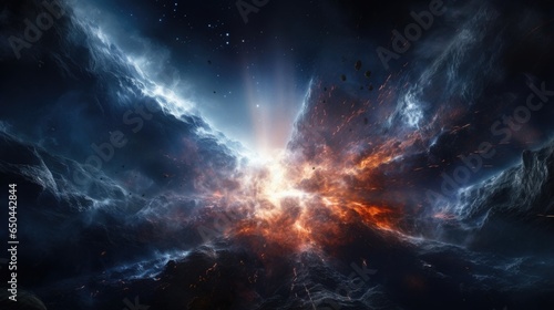 In a cosmic clash of epic proportions, cascading plasma waves collide and release titanic bursts of energy, illuminating the darkness of space. Mod3f