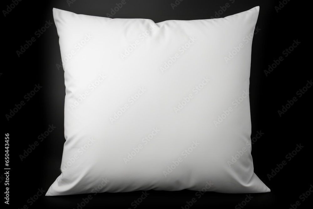 A white pillow on a black background. AI image.