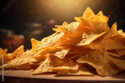 Delicious nachos. Traditional American cuisine. Popular authentic dishes. Background with selective focus
