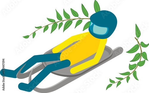 Luge icon isometric vector. Luge sled man race athlete during winter competition. Winter sport concept