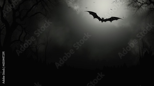 3D Render of Creepy Bat Silhouette with Blank Space for Text