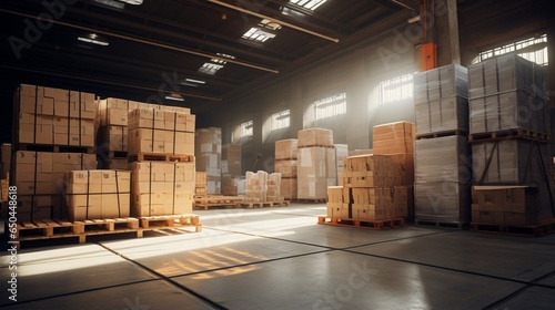 A warehouse full of boxes and pallets. © Justin Eaton