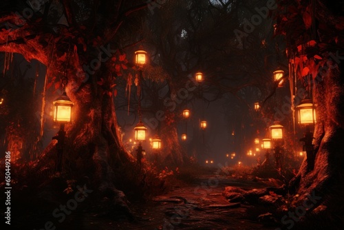Enchanted Grove: 8K Lava Lantern Forest 