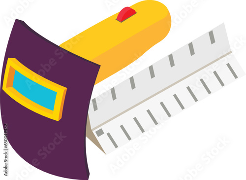 Soldering tool icon isometric vector. Soldering iron equipment and welder mask. Construction and repair work