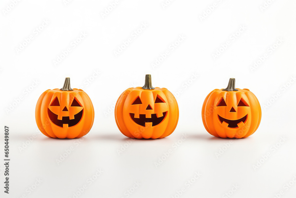 Orange craved pumpkin with halloween theme on a white background Orange craved pumpkin with halloween theme on a white background