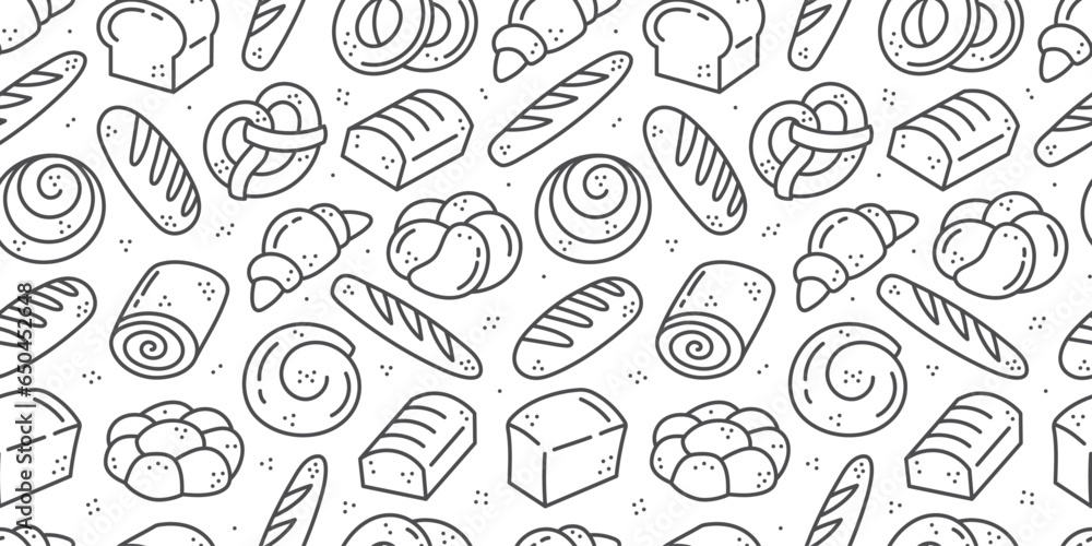 Fototapeta premium Seamless line pattern with different backed products 