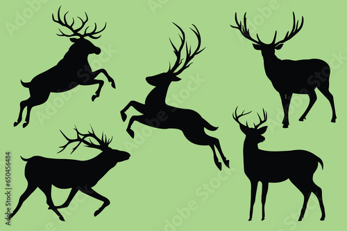 Deer silhouette vector. Deer vector illustration.