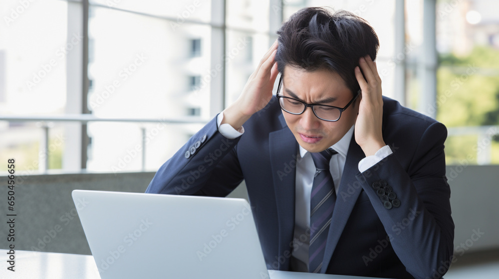 A businessman who is really stressed out over work. A businessman who is really stressed out over work.