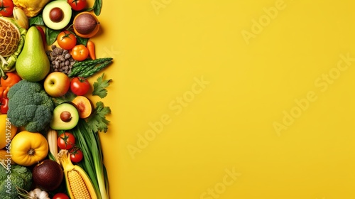 Fresh vegetables background with copy space  World vegan day concept  Generative ai