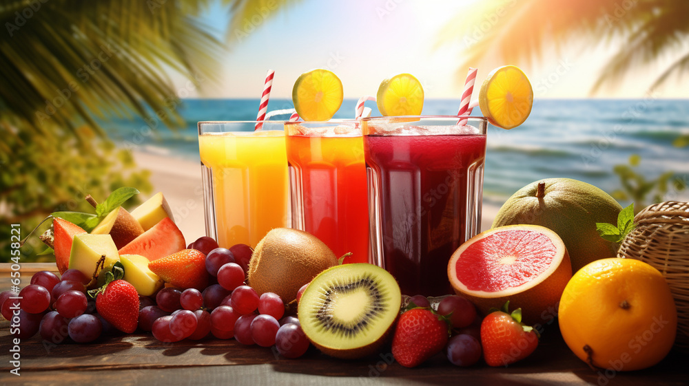 photo a front view fresh fruit cocktails with fresh fruit slices ice cooling on blue drink juice photo a front view fresh fruit cocktails with fresh fruit slices ice cooling on blue drink juice