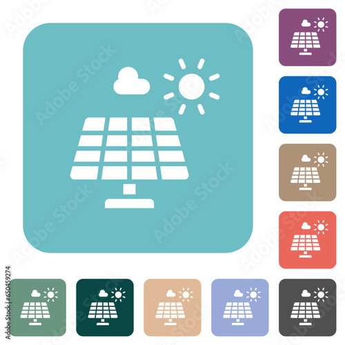Solar energy rounded square flat icons