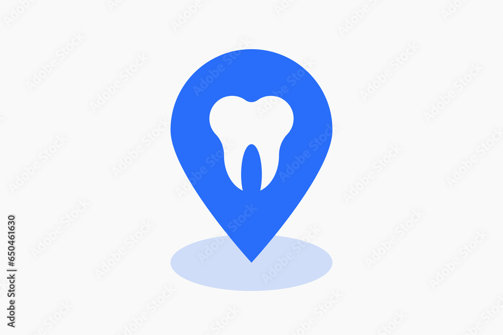 Geometric location of dental clinic illustration in flat style design. Vector illustration. Duotone blue. Geometric location of dental clinic illustration in flat style design. Vector illustration. Duotone blue.