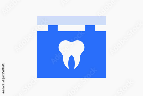Geometric Dental clinic illustration in flat style design. Vector illustration. Duotone blue.
