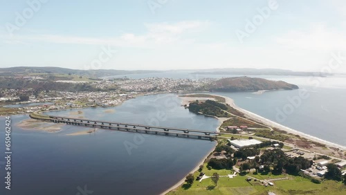 Aerial view of Ancud and Rio Pudeto, Chiloe Island,  Chile photo