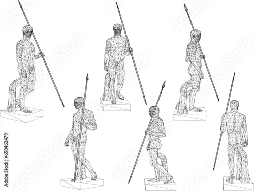 Vector sketch illustration design of classical statue of greek roman sportsman