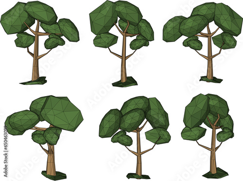 Vector sketch illustration of a low poly tree cartoon design for completeness of the image