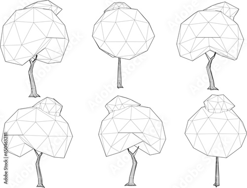Vector sketch illustration of a low poly tree cartoon design for completeness of the image