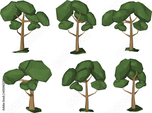 Vector sketch illustration of a low poly tree cartoon design for completeness of the image
