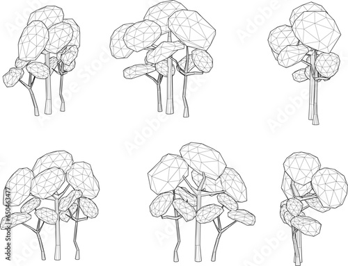 Vector sketch illustration of a low poly tree cartoon design for graphic completeness