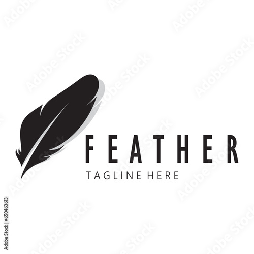 Feather logo, feather pen logo, law firm feather logo vector simple design