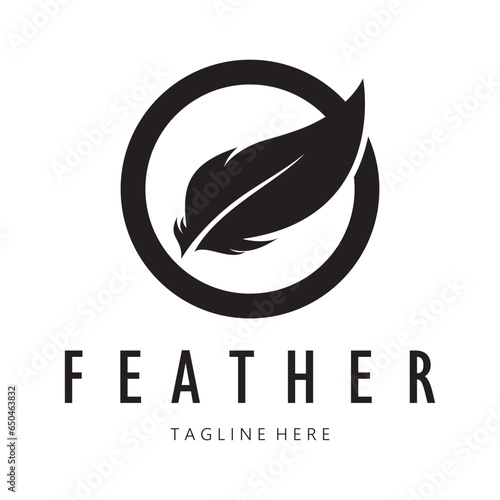 Feather logo, feather pen logo, law firm feather logo vector simple design