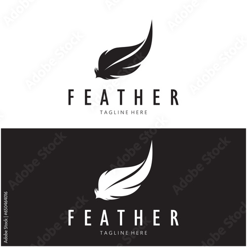 Feather logo, feather pen logo, law firm feather logo vector simple design