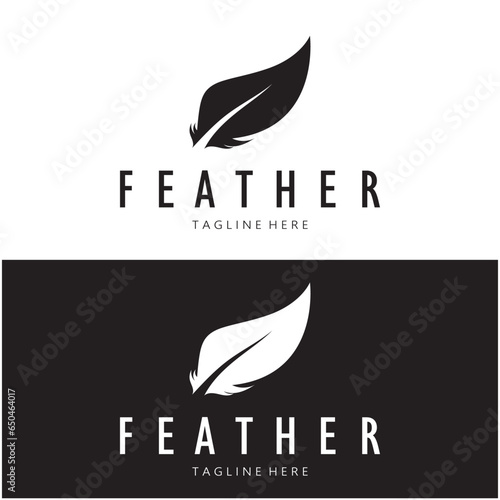 Feather logo, feather pen logo, law firm feather logo vector simple design