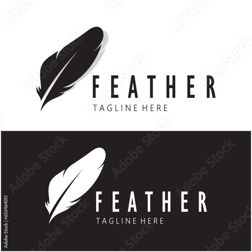 Feather logo, feather pen logo, law firm feather logo vector simple design