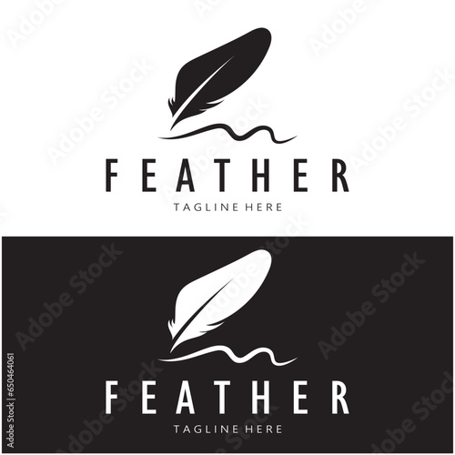 Feather logo, feather pen logo, law firm feather logo vector simple design