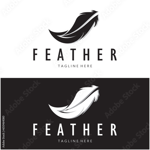 Feather logo, feather pen logo, law firm feather logo vector simple design