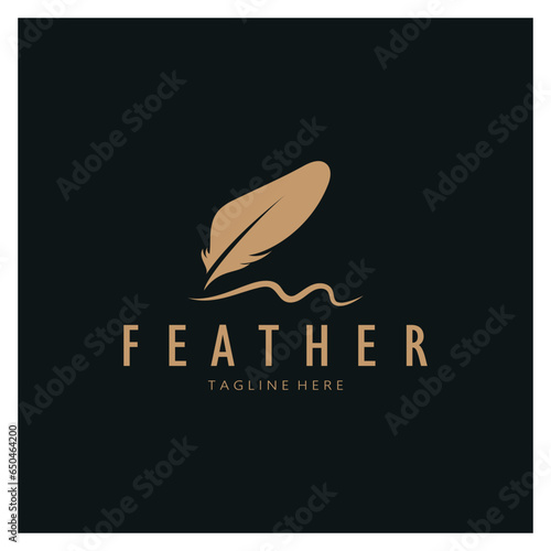 Feather logo, feather pen logo, law firm feather logo vector simple design
