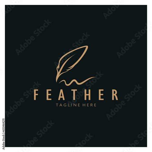 Feather logo, feather pen logo, law firm feather logo vector simple design