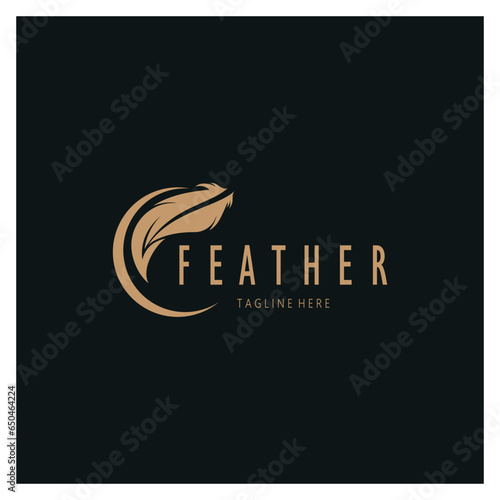 Feather logo, feather pen logo, law firm feather logo vector simple design